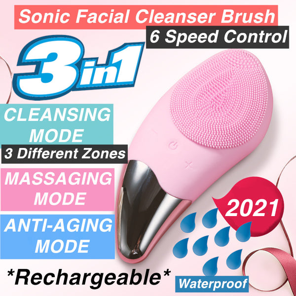 Ultrasonic Device Facial Wash Cleansing Brush - Electric Exfoliate Face Machine