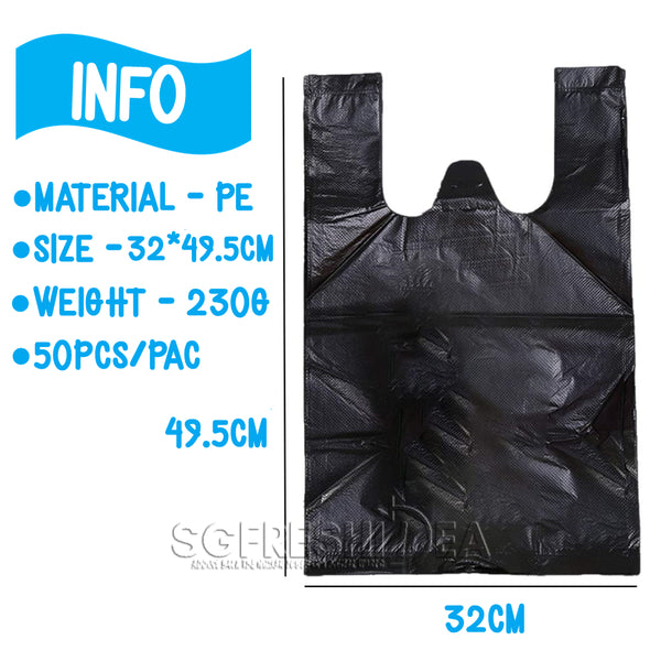 Black Plastic Garbage Trash Bag - Extra Thick Bags with Handle