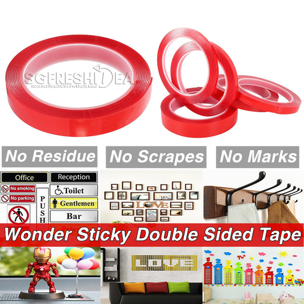 Clear Double Sided Mounting Wall Tape | Transparent Strong Adhesive | Heavy Duty Removable Strip