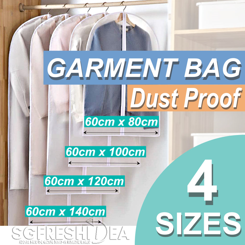 Plastic Garment Bag Protector Cover For Clothes, Suit, Dress, Gown - Hanging Organizer Dust Cloth Carrier Storage